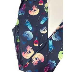 Sissycos Leggings Halloween Skull Crystals Buttery Soft Stretchy Womens Large